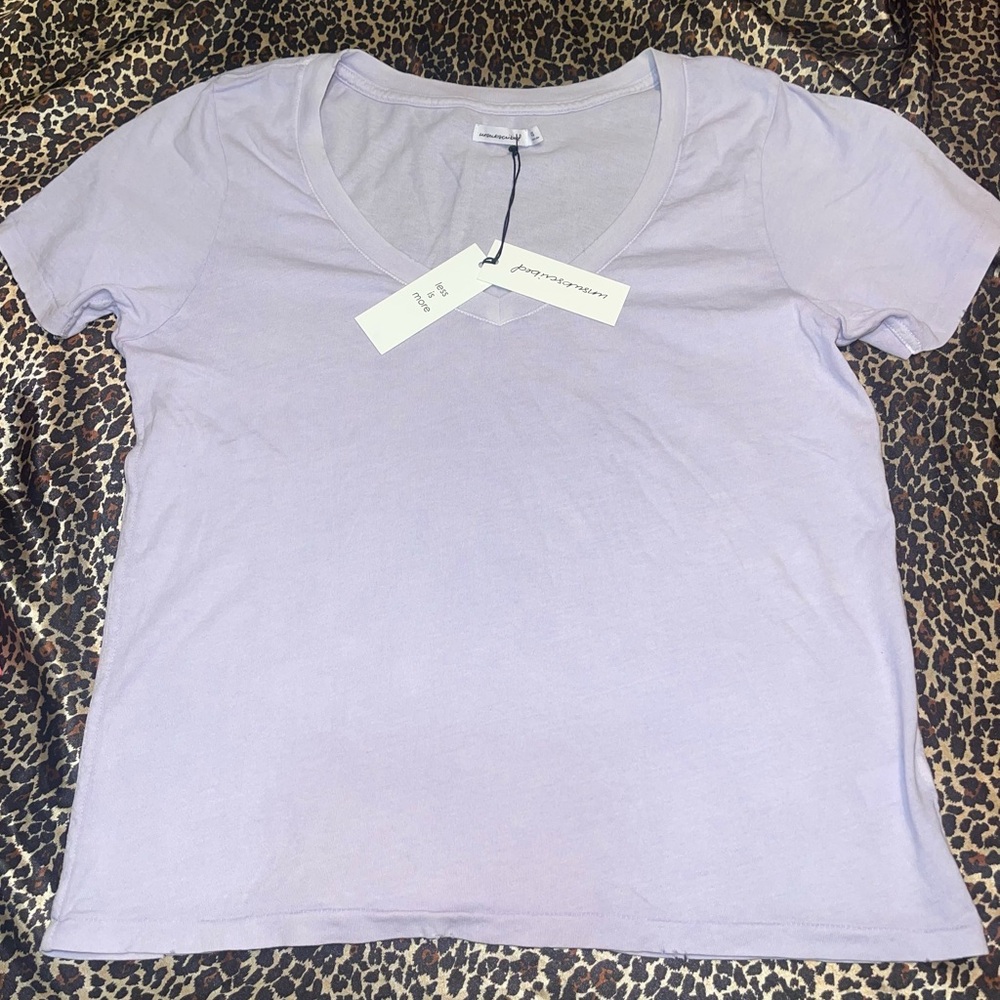 Unsubscribed Pastel Orchid Distressed Oversized V Neck Shirt